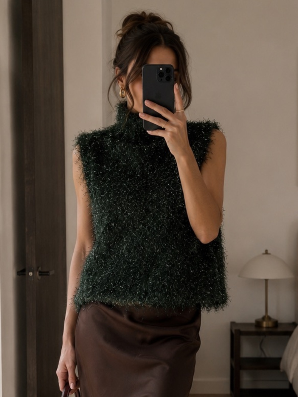 Zara Green Textured Fuzzy Sleeveless Top EU S US S
